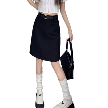 A-linijska kratka suknja od poliestera, mikroelastična, jednobojni uzorak, gradski stil