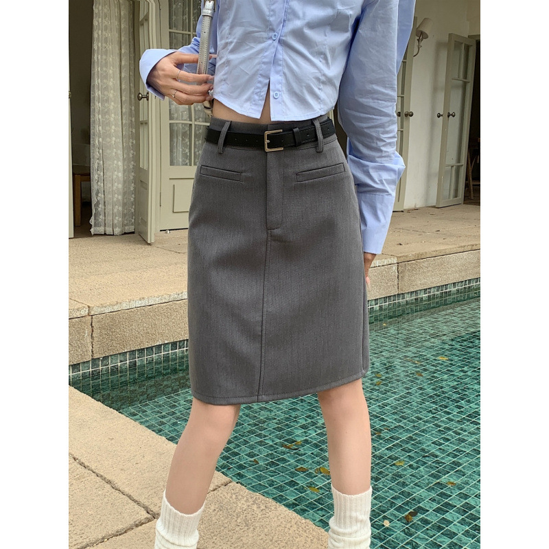 A-linijska kratka suknja od poliestera, mikroelastična, jednobojni uzorak, gradski stil