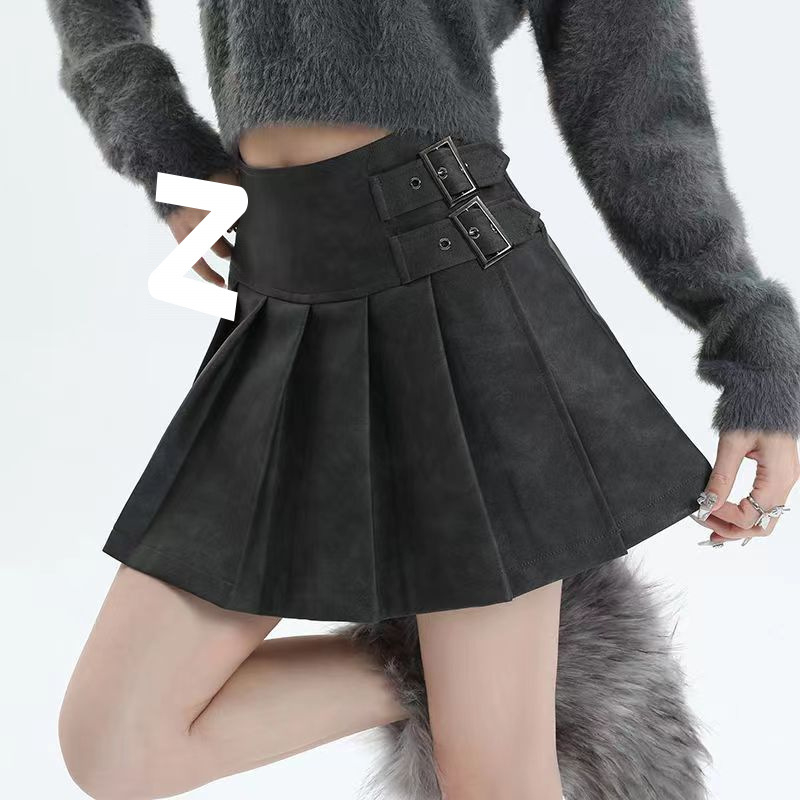 Magas derekú pliszírozott szoknya, rövid fazon, 2024 tél, akril anyag, fő anyag 95% fölött