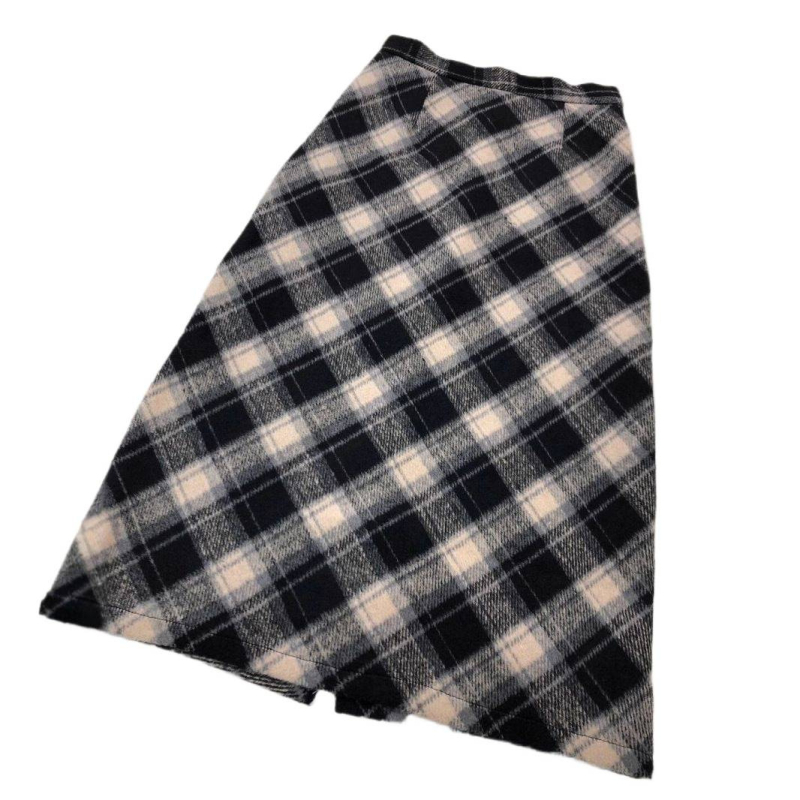 Sukňa A-línie s geometrickým káro vzorom, stredná dĺžka, polyester, mikro pružnosť