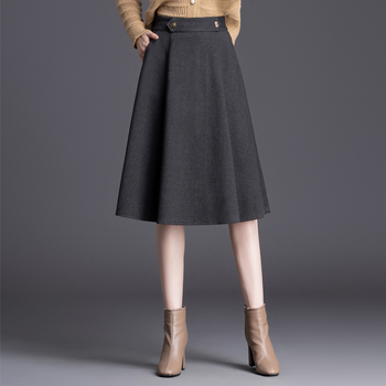 Fustă midi în A-line, cusături în stil collage, material poliester-spandex, talie micro-elastică