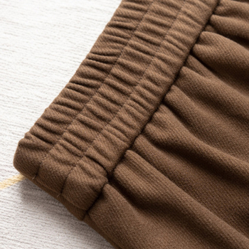 Fustă midi în A-line, cusături în stil collage, material poliester-spandex, talie micro-elastică