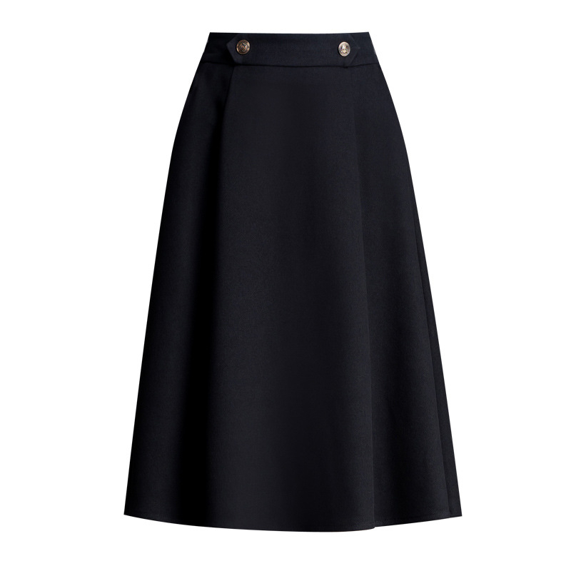 Fustă midi în A-line, cusături în stil collage, material poliester-spandex, talie micro-elastică