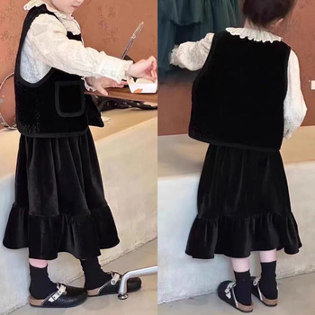 Lányoknak készült Chenille és Spandex cake skirt, középső hossz, 2025 tavasz