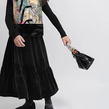 Lányoknak készült Chenille és Spandex cake skirt, középső hossz, 2025 tavasz