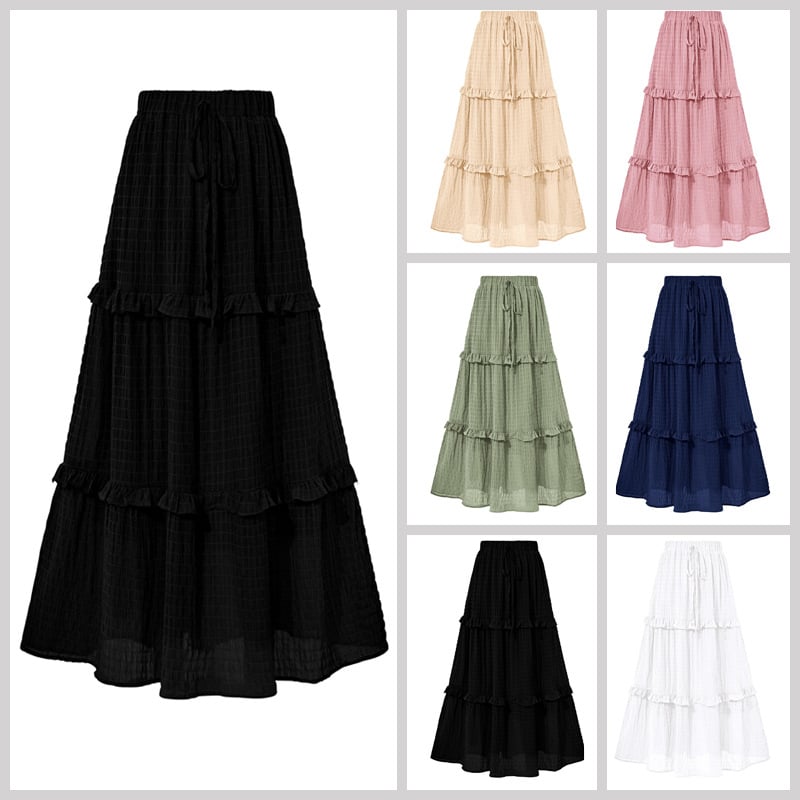 Fustă plisată în linie A, model în carouri, talie elastică, poliester-elastan, stil urban sofisticat