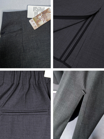 Fustă de costum, talie înaltă, croială dreaptă, lungime medie, amestec lână-Lyocell, cu despicare