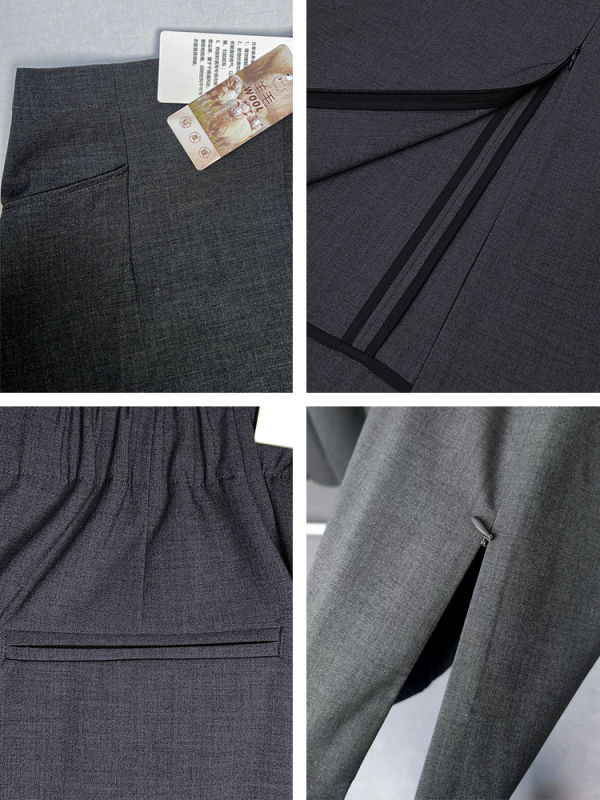 Fustă de costum, talie înaltă, croială dreaptă, lungime medie, amestec lână-Lyocell, cu despicare