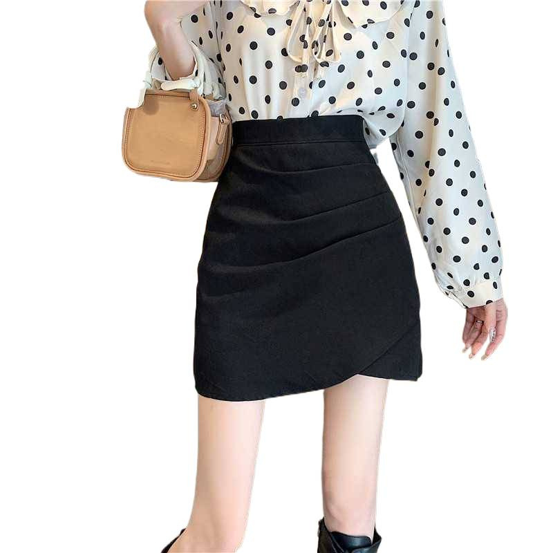 Ασύμμετρη κοντή φούστα από πολυεστέρα, στερεό σχέδιο, 95%+ περιεκτικότητα σε πολυεστέρα, ακανόνιστος σχεδιασμός