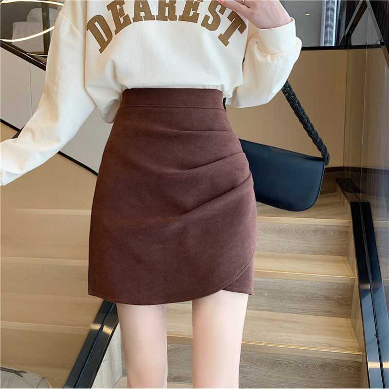 Ασύμμετρη κοντή φούστα από πολυεστέρα, στερεό σχέδιο, 95%+ περιεκτικότητα σε πολυεστέρα, ακανόνιστος σχεδιασμός