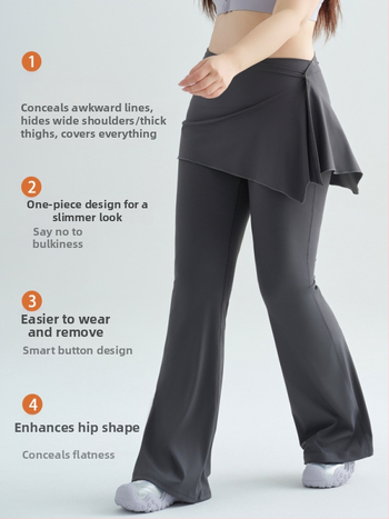 Fustă de acoperire pentru pantaloni de yoga – design dintr-o piesă, amestec nylon-elastan, potrivită pentru toate sezoanele, pentru femei tinere