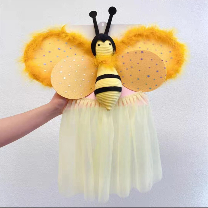 Лента за коса с крила и лък, ръчна изработка, плат, серия Принцеса, за деца на възраст 3–10+ години