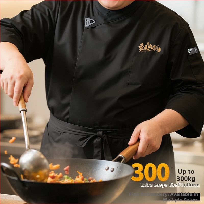 Vyrų šefų uniformos komplektas, ilgomis rankovėmis, medvilnė, maitinimo įstaigoms, ruduo 2025