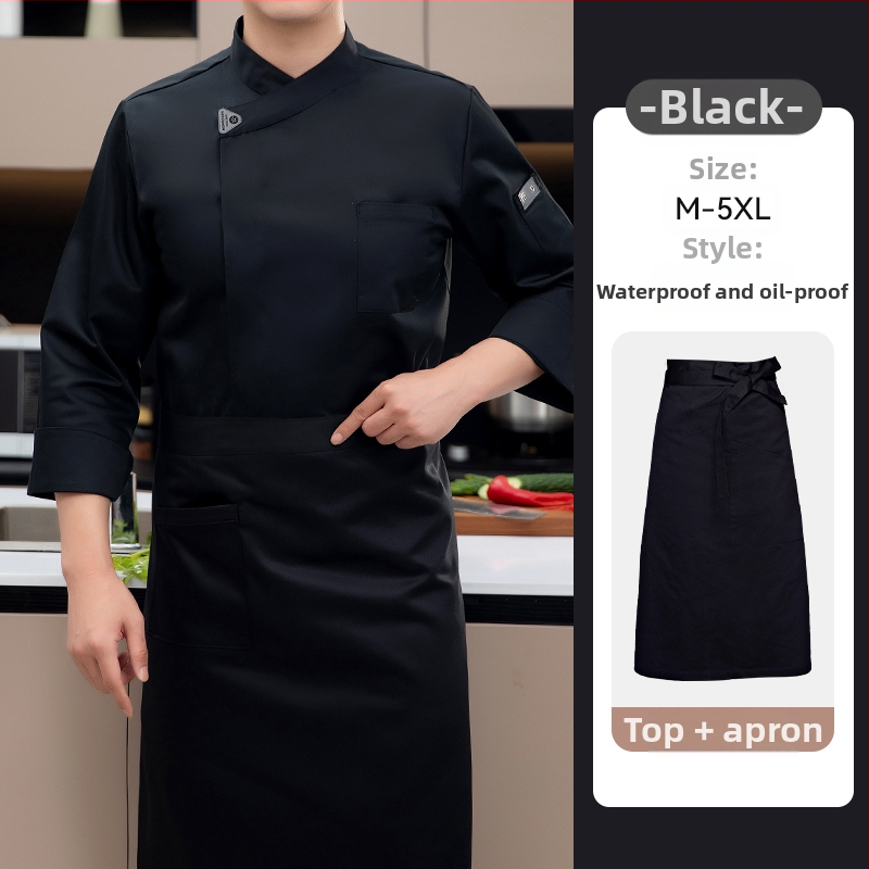 Vyrų šefų uniformos komplektas, ilgomis rankovėmis, medvilnė, maitinimo įstaigoms, ruduo 2025