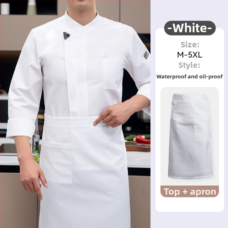 Vyrų šefų uniformos komplektas, ilgomis rankovėmis, medvilnė, maitinimo įstaigoms, ruduo 2025