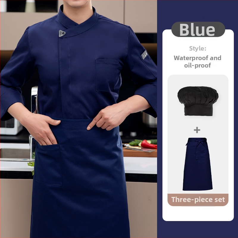 Vyrų šefų uniformos komplektas, ilgomis rankovėmis, medvilnė, maitinimo įstaigoms, ruduo 2025