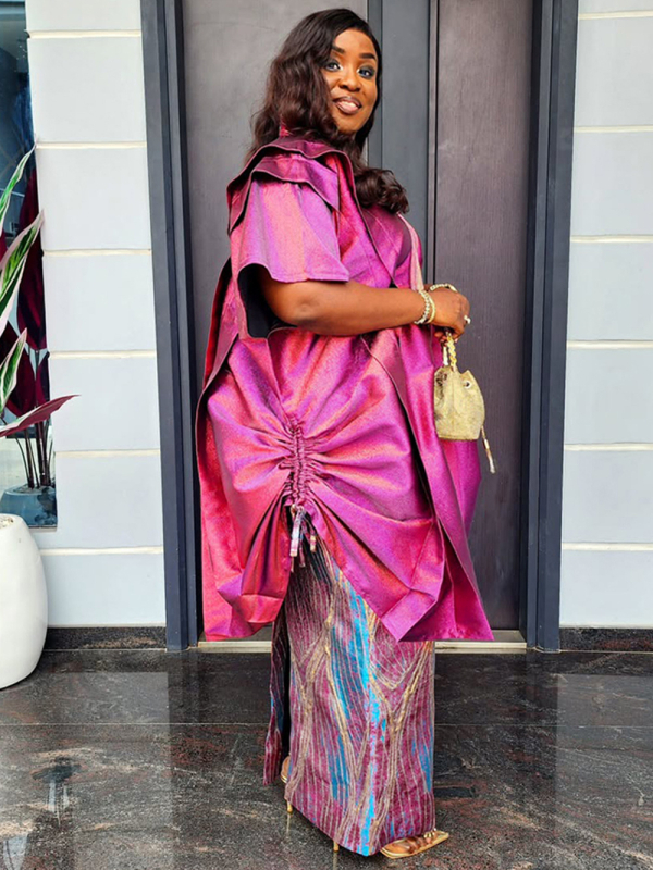 Dvojdielny set: saténový set s potlačou, dlhá sukňa, 3/4 rukávy, 30-50% elastán, jeseň 2025