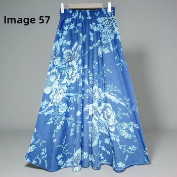 A linijos midi sijonas iš medvilnės ir lino, kasdienis japonų-korejiečių stilius, medvilnė 50–70%, kanapių 30–50%, vasara 2025