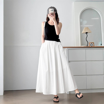 A linijos ilgas sijonas moterims, elegantiškas miesto stilius, poliesterio audinys, poliesterio sudėtis 50–70%