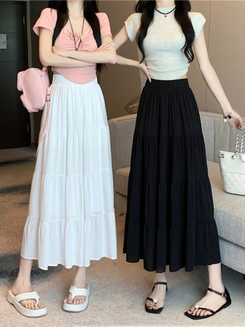 Tortų stiliaus sijonas, vidutinio ilgio, mikroelastinis poliesteris, 90–95% poliesterio sudėtis