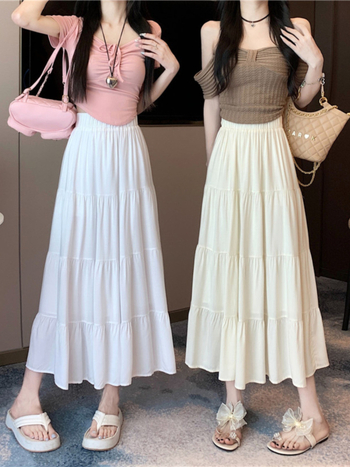 Tortų stiliaus sijonas, vidutinio ilgio, mikroelastinis poliesteris, 90–95% poliesterio sudėtis