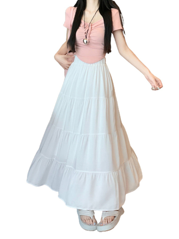 Tortų stiliaus sijonas, vidutinio ilgio, mikroelastinis poliesteris, 90–95% poliesterio sudėtis