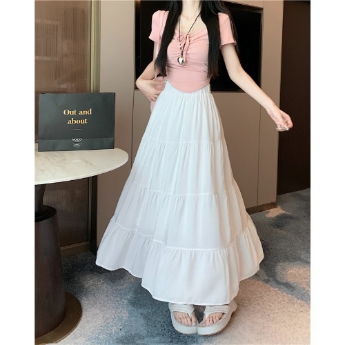 Tortų stiliaus sijonas, vidutinio ilgio, mikroelastinis poliesteris, 90–95% poliesterio sudėtis