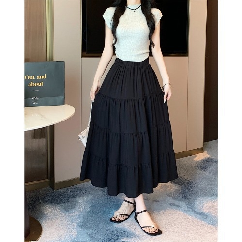 Tortų stiliaus sijonas, vidutinio ilgio, mikroelastinis poliesteris, 90–95% poliesterio sudėtis