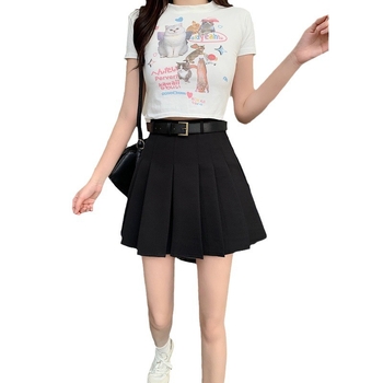 A linijos plisuota trumpa sijona, poliesterio audinys, pavasaris 2024, elegantiškas miesto kasdienio stiliaus