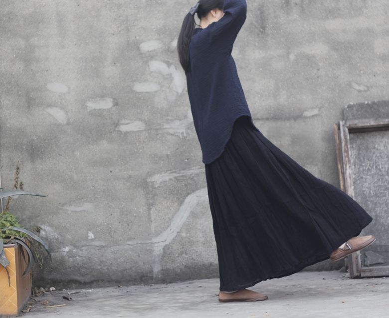 Moteriška medvilninė ilga klostuota sijonas - 90–95% medvilnės, literatūrinio retro stiliaus