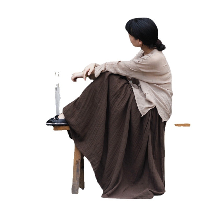 Moteriška medvilninė ilga klostuota sijonas - 90–95% medvilnės, literatūrinio retro stiliaus