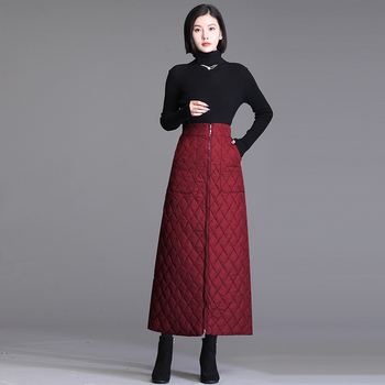 Moterų žieminės midi A linijos sijonas su aukštu juosmeniu, vėjo atsparus ir šiltas medvilnės audinys, mikroelastingumas