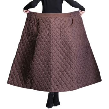 Moterų žieminės midi A linijos sijonas su aukštu juosmeniu, vėjo atsparus ir šiltas medvilnės audinys, mikroelastingumas