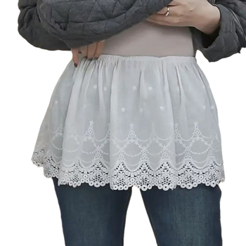 Nėrinių sluoksniuotos klostuotos sijonas su įmontuotu apatinės dalies sluoksniu, 70-80% medvilnė, <30% poliesteris, pavasaris 2025.