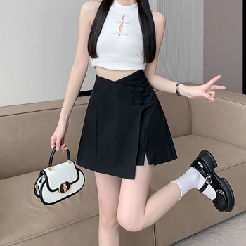 Poliesterio culottes su aukštu juosmeniu, miško stiliaus, trumpų šortų ilgis, mikroelastika — 2024 m. vasara