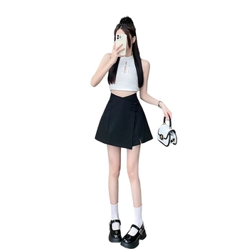 Poliesterio culottes su aukštu juosmeniu, miško stiliaus, trumpų šortų ilgis, mikroelastika — 2024 m. vasara