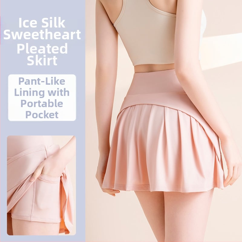 Longhui Clothing Fustă plisată de vară pentru yoga, croială în A, talie înaltă, culotte din nailon-ice silk, Primăvara 2025