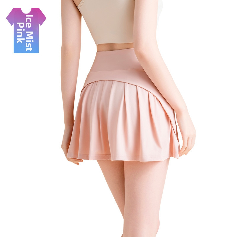 Longhui Clothing Fustă plisată de vară pentru yoga, croială în A, talie înaltă, culotte din nailon-ice silk, Primăvara 2025