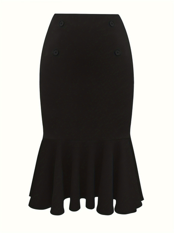 Γυναικεία φούστα μίντι με πουά σχέδιο, φούστα τύπου φιστέιλ, ύφασμα πολυεστέρα-ελαστάν, 95% πολυεστέρα, μικροελαστικότητα