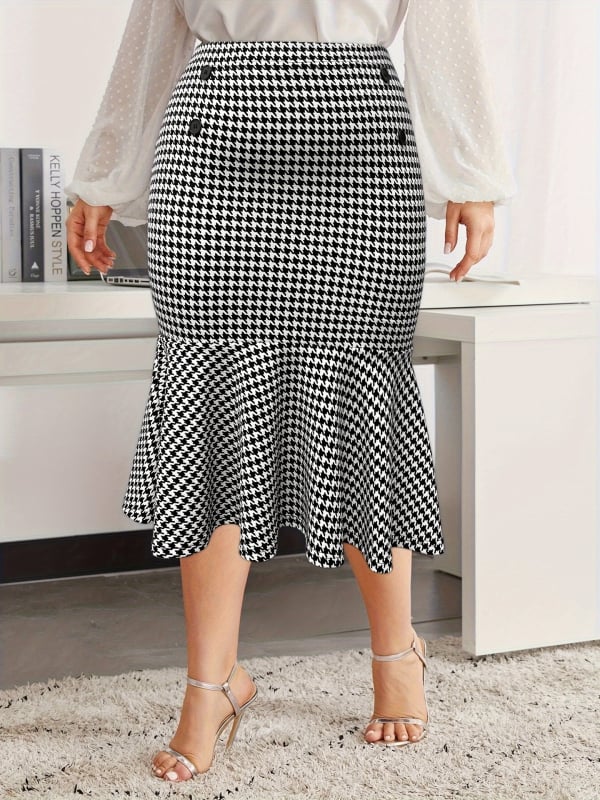 Γυναικεία φούστα μίντι με πουά σχέδιο, φούστα τύπου φιστέιλ, ύφασμα πολυεστέρα-ελαστάν, 95% πολυεστέρα, μικροελαστικότητα