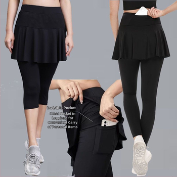 Fustă-pantalon sport pentru femei, uscare rapidă, echipament badminton, design dublu imitativ, pentru alergare și yoga, lungime scurtă sau lungime integrală