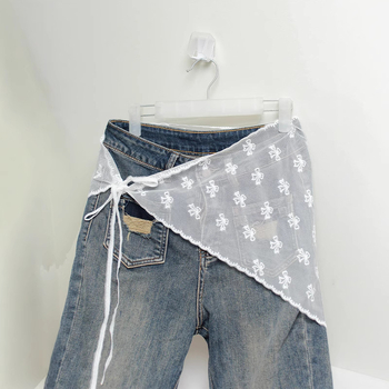 Cvjetna čipkasta suknja s vezom, 95% pamuk, proljeće 2025