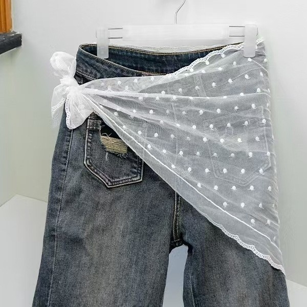 Cvjetna čipkasta suknja s vezom, 95% pamuk, proljeće 2025