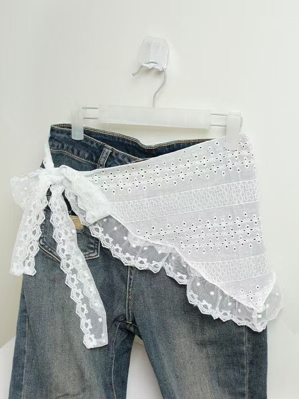 Cvjetna čipkasta suknja s vezom, 95% pamuk, proljeće 2025