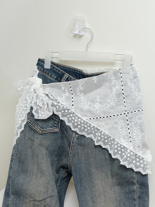 Cvjetna čipkasta suknja s vezom, 95% pamuk, proljeće 2025