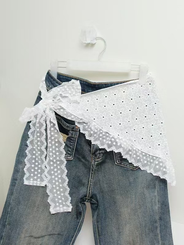 Cvjetna čipkasta suknja s vezom, 95% pamuk, proljeće 2025