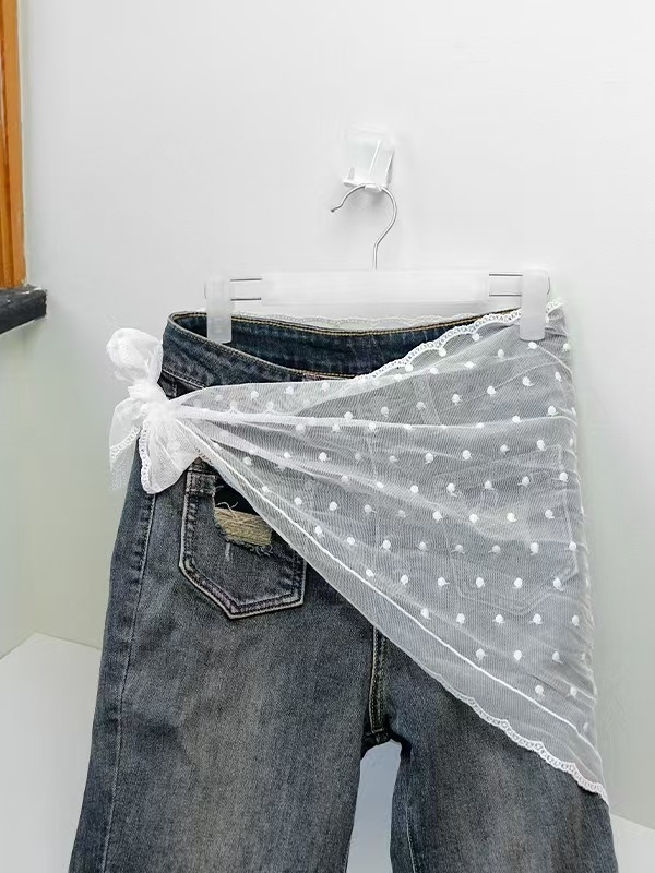 Cvjetna čipkasta suknja s vezom, 95% pamuk, proljeće 2025