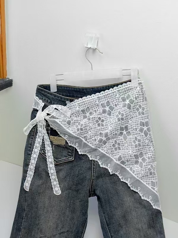 Cvjetna čipkasta suknja s vezom, 95% pamuk, proljeće 2025