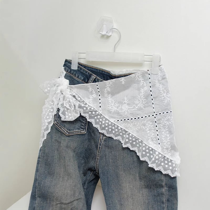 Cvjetna čipkasta suknja s vezom, 95% pamuk, proljeće 2025