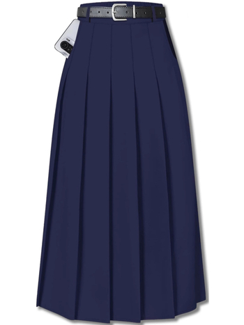 Fustă plisată midi pentru femei - stil urban elegant (tăiere 3D, material poliester, model monocrom, lungime midi, primăvara 2025)